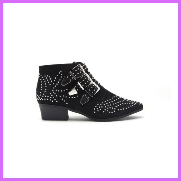 NWT Studded Low Cut Bootie with Belts (Black) - Picture 6 of 6